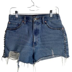 BDG Urban Outfitters Size 28 Girlfriend High Rise Jean Shorts Distressed Studs